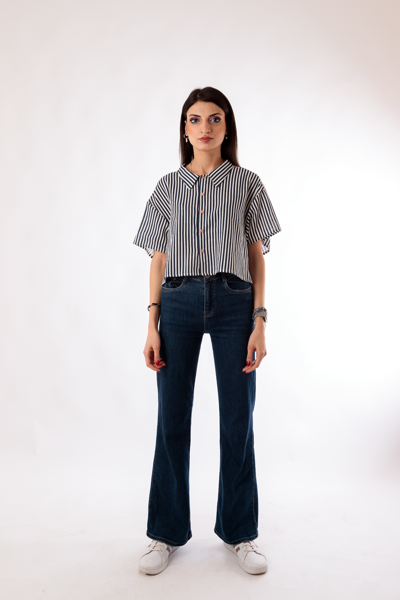 Crop shirt a righe