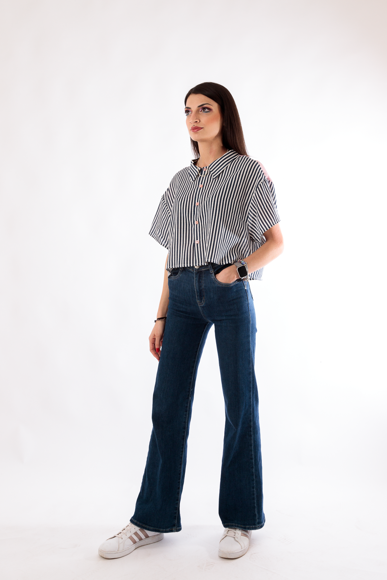 Crop shirt a righe