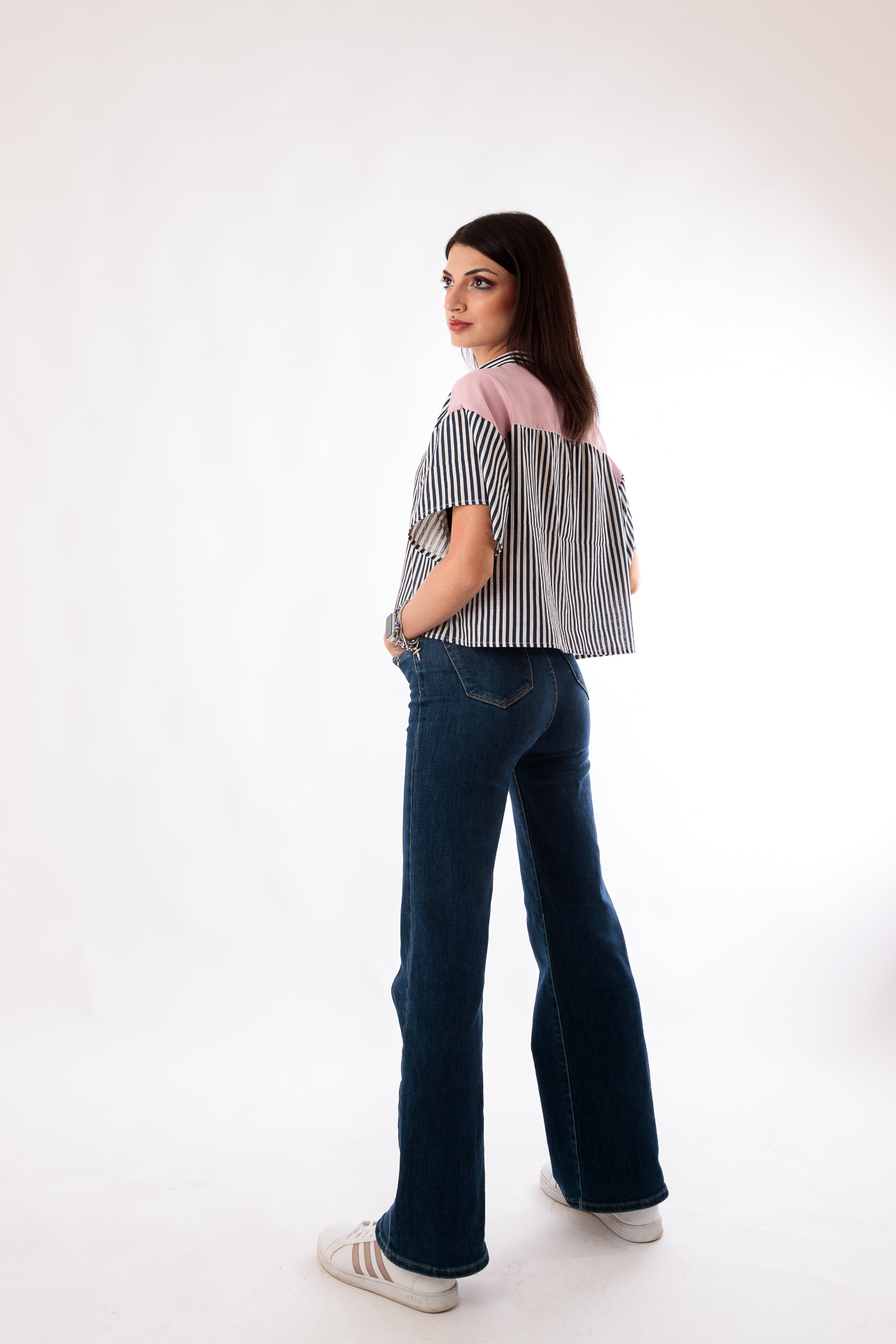 Crop shirt a righe