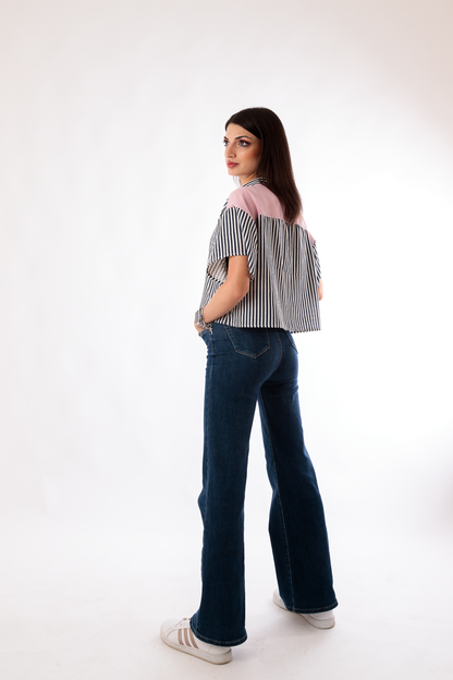 Crop shirt a righe